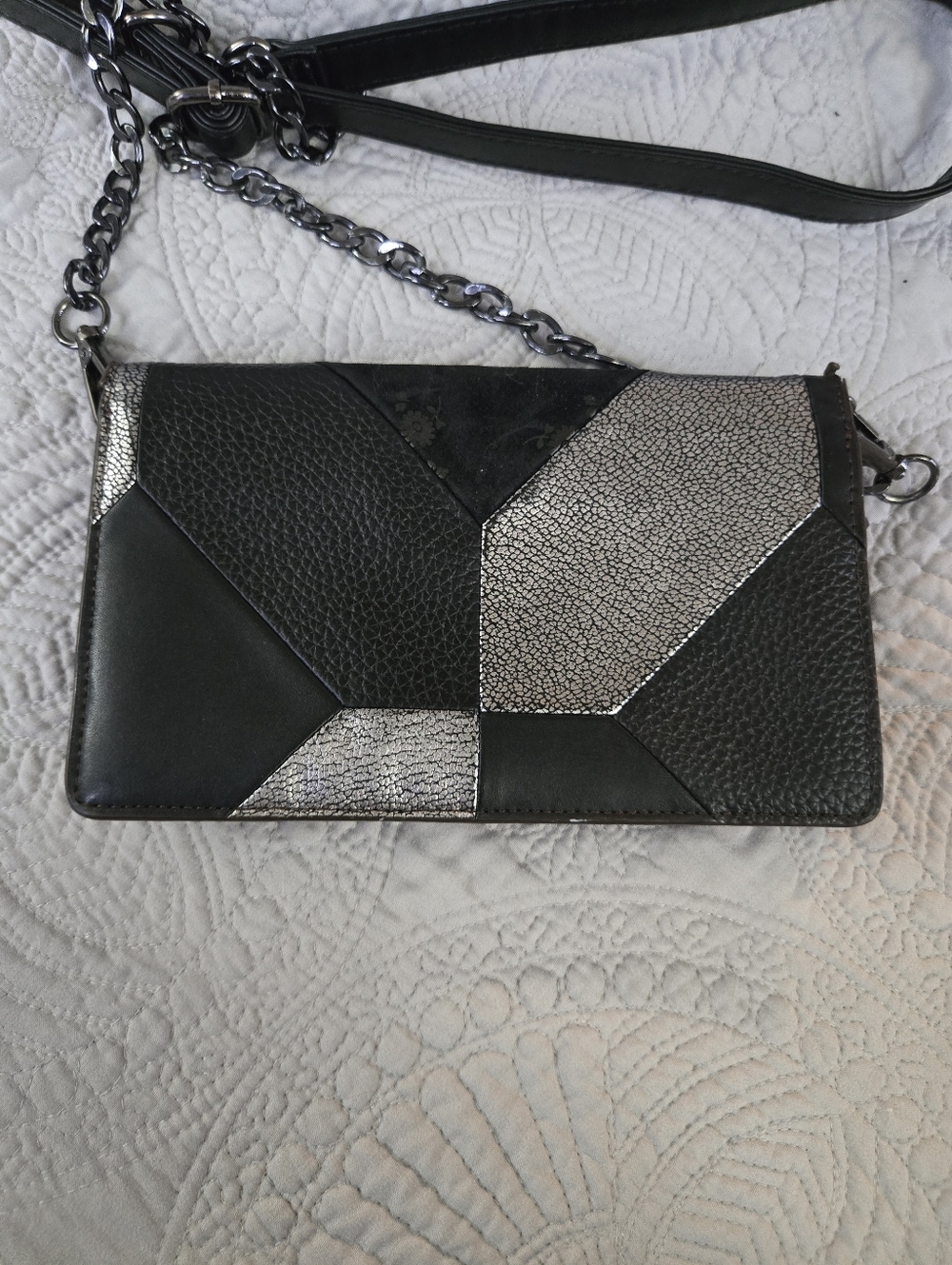 Coach Black Floral Patchwork Crossbody with Metallic Accents - Picture 2 of 6